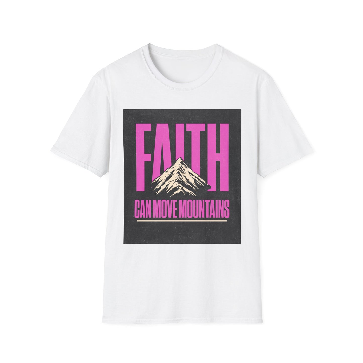 Faith Can Move Mountains T-Shirt, Christian Religious Tee, Mountain Faith Shirt, Inspirational Graphic Top, Unisex Softstyle, Faith Over