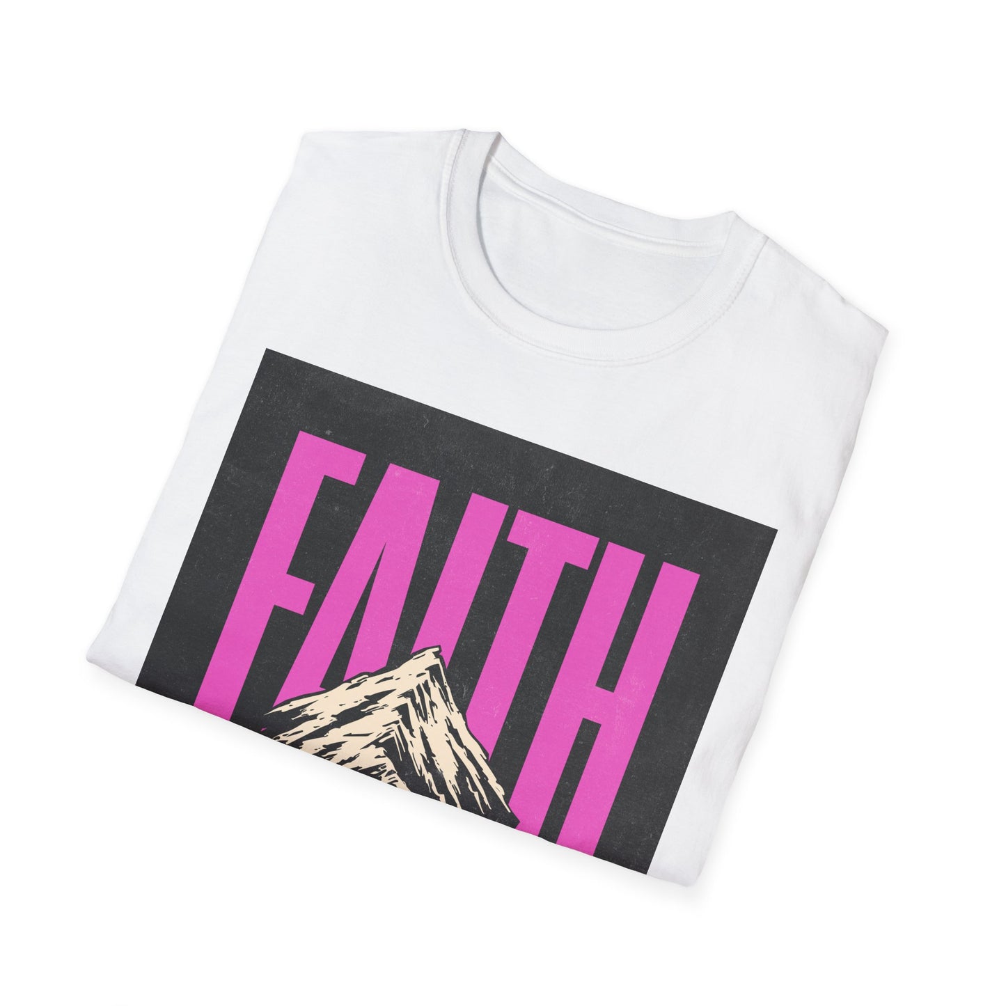 Faith Can Move Mountains T-Shirt, Christian Religious Tee, Mountain Faith Shirt, Inspirational Graphic Top, Unisex Softstyle, Faith Over