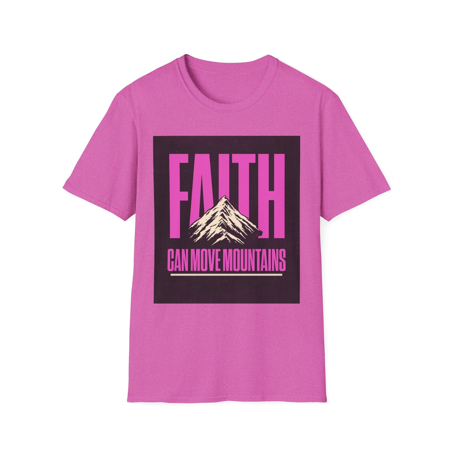 Faith Can Move Mountains T-Shirt, Christian Religious Tee, Mountain Faith Shirt, Inspirational Graphic Top, Unisex Softstyle, Faith Over